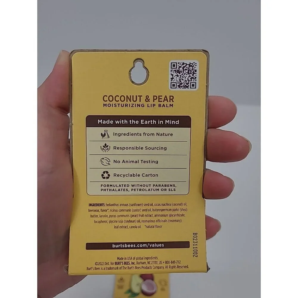 Burt's Bees Beeswax Lip Balm Coconut & Pear 2 Count Lot of 3